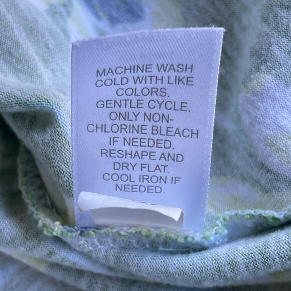 J Jill Womens Rayon Top Medium Green Floral Vneck 3/4 Sleeve Casual Spring - Picture 6 of 11